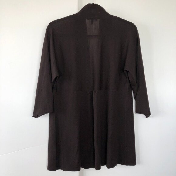 EILEEN FISHER OpenFront Merino Wool Eggplant/Brown Cardigan/Sweater 3/4 sleeve M - Picture 6 of 16